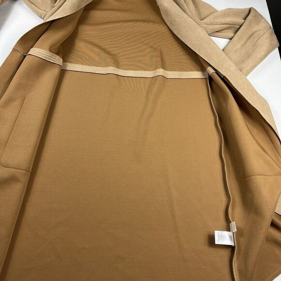 Tahari Womens Faux Leather Jacket Brown Open Front Mid Length Relaxed Fit XS - Picture 10 of 12